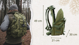 Zestaw Wyprawowy 8w1 Plecak+Nóż+Etui+Spork Survival OffLander Zielony