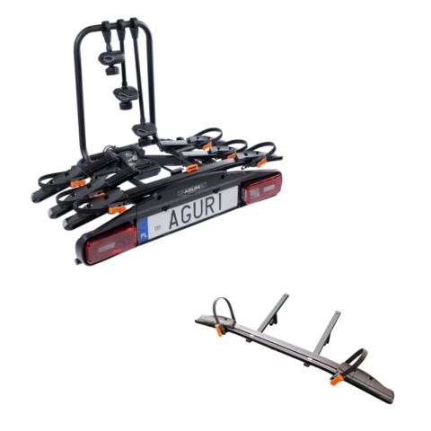 Bagnżnik na hak na 4 rowery Aguri Active bike pro 4 czarny 3 z adapterem