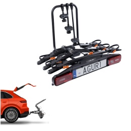 Bagnżnik na hak na 4 rowery Aguri Active bike pro 4 czarny 3 z adapterem