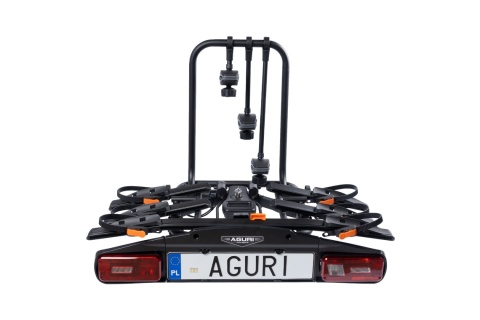 Bagnżnik na hak na 4 rowery Aguri Active bike pro 4 czarny 3 z adapterem