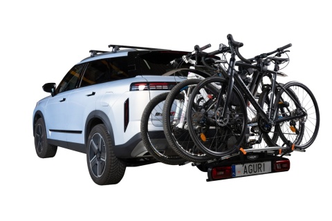 Bagnżnik na hak na 4 rowery Aguri Active bike pro 4 czarny 3 z adapterem