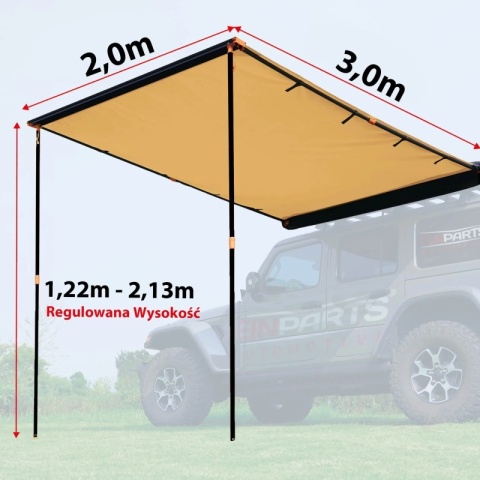 Markiza Dachowa do Samochodu 2x3m Wodoodporna