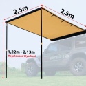 Markiza Dachowa do Samochodu Wodoodporna 2,5x2,5 m - Boczny Montaż