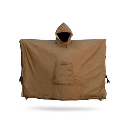 OFFLANDER PONCZO KEMPINGOWE CIENKIE Z OGRZEWACZEM BRĄZOWE
