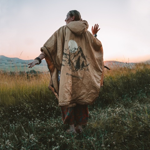 OFFLANDER PONCZO KEMPINGOWE CIENKIE Z OGRZEWACZEM SZAMPAN