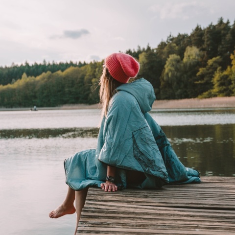 OFFLANDER PONCZO KEMPINGOWE GRUBE Z OGRZEWACZEM BŁĘKIT