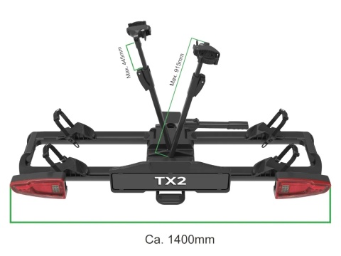 Spinder Tx3 Led Tx2 + 1 Składany bagażnik na 3 rowery w tym 2 elektryczne