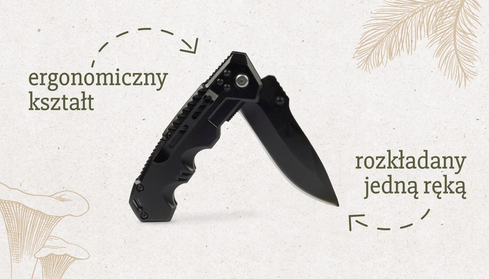 Zestaw Wyprawowy 8w1 Plecak 43L+Nóż+Etui+Spork Survival OffLander Czarny Pojemność 41-60 l